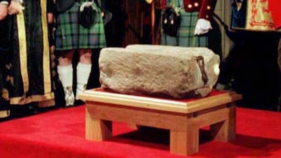 The Stone of Destiny in the Great Hall in Edinburgh Castle. PA