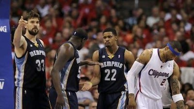 Marc Gasol, left, Zach Randolph, centre, and Rudy Gay have twiced turned away elimination at the hands of the Los Angeles Clippers.