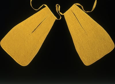 A pair of quilted silk pockets from around 1740. Photo: Victoria and Albert Museum