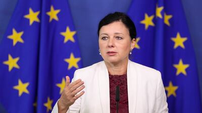 EU Justice Commissioner Vera Jourova has warned tech giants over rules. EPA