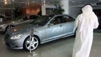 Car makers such as Mercedes-Benz may look to the UAE and Saudi Arabia for assembly work, according to an upcoming report. Above, a Mercedes-Benz dealership at Marina Mall in Abu Dhabi.