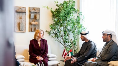 Sheikh Mohamed meets with Evika Silina, the Prime Minister of Latvia