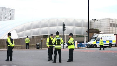 Police outside the Manchester Arena, which has a capacity of 21,000. Getty Images