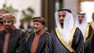 Sheikh Saif at the dinner reception for Sultan Haitham