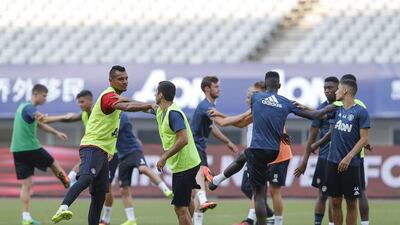 Manchester United players in action during the training session as part of their pre-season tour of China at Shanghai Stadium on July 21, 2016 in Shanghai, China. Lintao Zhang / Getty Images