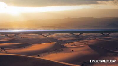 California-based Hyperloop Transportation Technologies has signed an agreement for a 10km-long commercial hyperloop network in the UAE. Courtesy Hyperloop Transportation Technologies