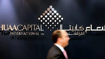 Shuua Capital announced losses for the third quarter of Dh156.2 million (US$42.5m) on Thursday, down from a profit of Dh190,000 during the same period last year. Andrew Parsons / Bloomberg News