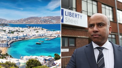 Liberty Steel boss Sanjeev Gupta is facing criticism for holding a lavish 50th birthday bash on the Greek island of Mykonos. Getty Images / Reuters