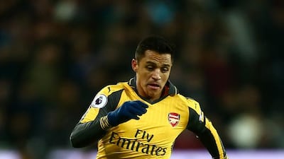 Alexis Sanchez of Arsenal in action during the Premier League match between West Ham United and Arsenal at London Stadium on December 3, 2016 in Stratford, England. Jordan Mansfield / Getty Images