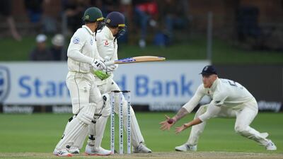 South Africa's Quinton de Kock is dropped by Ben Stokes at slip. Getty