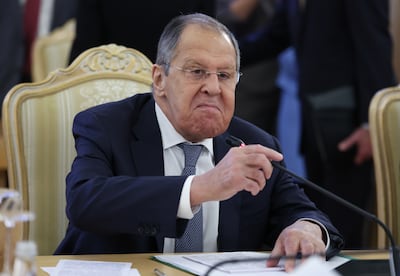 Russian Foreign Minister Sergey Lavrov in Moscow on Wednesday. He suggested Russia should stick to its maximalist demands in Ukraine. EPA