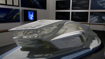 A scale model of the Performing Arts Centre designed by Zaha Hadid at Emirates Palace Hotel. The centre will be part of the Cultural District to be built at Saadiyat Island. Jaime Puebla / The National
