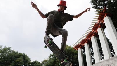 Fabio Lopez, 14, practices jumps on his skateboard in Parque Mexico in the Condesa neighborhood of Mexico City. AP Photo