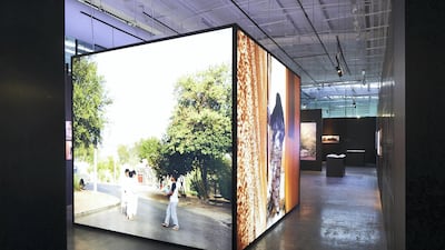 Installation view of Warehouse421’s newest exhibition 'Untold Stories Retold Recent Exhibitions from the UAE's National Pavilion at the Venice Biennale.'