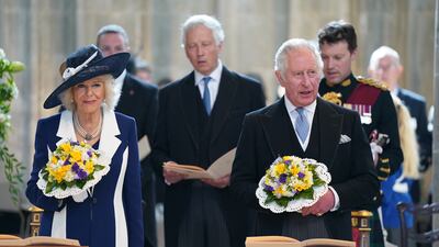 Prince Charles in St George's Chapel during the service. PA