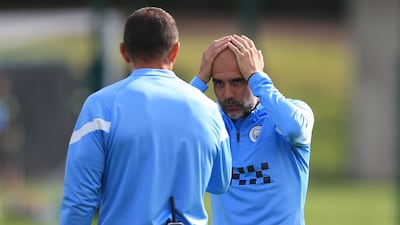 Manchester City manager Pep Guardiola during training. AFP