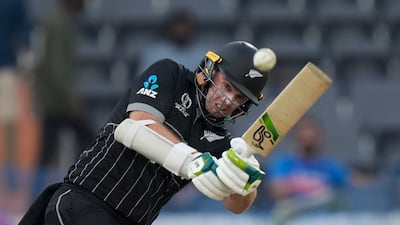 New Zealand's Tom Latham plays a shot during the ICC Men's Cricket World Cup match between New Zealand and the Netherlands in Hyderabad. AP