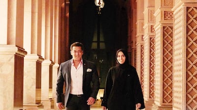 Maryam Eid AlMheiri, CEO of Media Zone Authority – Abu Dhabi and twofour54, with Salman Khan, who was in Abu Dhabi to shoot Race 3. Courtesy twofour54