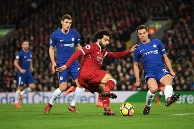 Liverpool's Mohamed Salah in action against Chelsea. Shaun Botterill / Getty Images