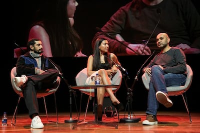 Riz Ahmed, who starred in the film adaptation of Mohsin Hamid’s ‘The Reluctant Fundamentalist’, in conversation with Hamid, right, and Kieran Yates at last month’s London Literature Festival at the Southbank Centre. Photo by India Roper-Evans
