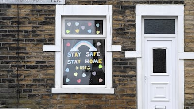 A show of support for the NHS on a window in Bradford. Getty Images