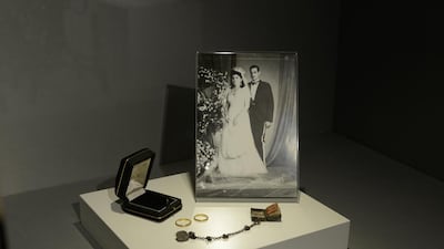 The wedding rings of Nasse and his wife Tahia Kazem on display at the Gamal Abdel Nasser Museum.