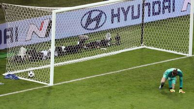 An error from Spain goalkeeper David de Gea saw a shot from Cristiano Ronaldo squirm from his grasp and into the net for the Portuguese forward's second goal in a 3-3 draw. Lucy Nicholson / Reuters