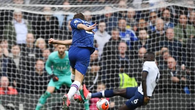 Chelsea's Marcos Alonso scores his side's second goal. EPA
