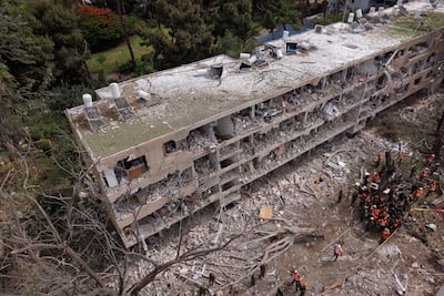 The remains of a building hit by missiles fired from Iran, in Tel Aviv, Israel, as the two countries exchange fire. Bloomberg