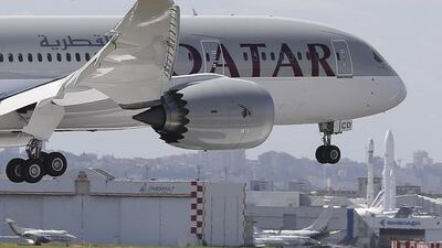A Qatar Airways Boeing 787 Dreamliner lands at Le Bourget airport near Paris. Reuters