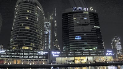 View of Burj Khalifa just before the Earth Hour Walk at the Marasi promenade in Dubai.