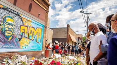 Terrence Floyd, brother of George Floyd, reacts at a makeshift memorial honouring George Floyd, at the spot where he was taken into custody, in Minneapolis, Minnesota on June 1, 2020. Reuters