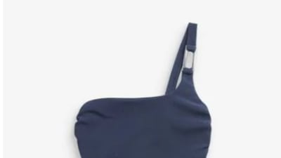 Mint Velvet tummy control one shoulder swimsuit is a sleek and simple piece that comes in an array of colours and features a chic gunmetal ring on the strap; Dh244, Mint Velvet at next.ae. Photo: Mint Velvet