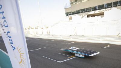 The Petroleum Institute finished second behind Istanbul’s Team Socrat in the second leg of the 1,200km Abu Dhabi Solar Challenge race. Mona Al Marzooqi / The National