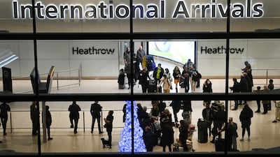 Travellers this month at Heathrow Airport, where visitor numbers from GCC countries have been steadily increasing. EPA