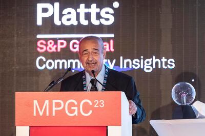 Fereidun Fesharaki, chairman of FGE Consultancy, at the Middle East Petroleum and Gas Conference in Dubai. Antonie Robertson / The National