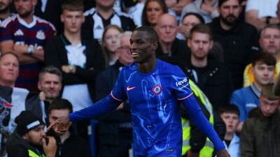 Chelsea's Nicolas Jackson celebrates after scoring in the 18th minute