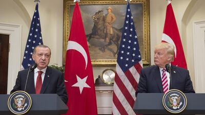 US President Donald Trump with Turkish President Recep Tayyip Erdogan in Washington DC in 2017. Saul Loeb / AFP