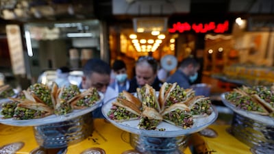Traditional warbat, also known as shaabiyat, on display in a Damascus suburb during Ramadan. AFP