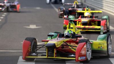 Lucas di Grassi of Audi Sport Formula E shown during the inaugural Formula E race in Beijing, China on Saturday. Barry Huang / Reuters