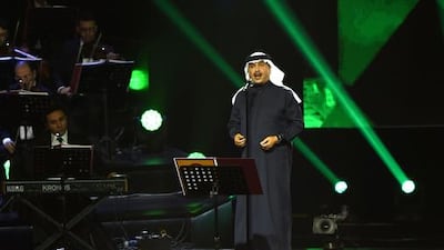 Saudi singer Mohammed Abdu, also known as ‘The Artist of the Arabs’ performs at a concert in Riyadh in March 2017. The performance was the first major concert staged in the kingdom’s capital. Fayez Nureldine / AFP