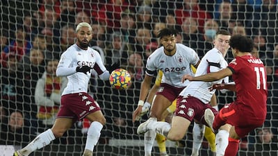 Mohamed Salah misses a chance for Liverpool. AFP