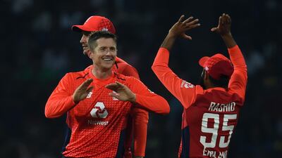 England bowler Joe Denly, left, made a successful comeback against Sri Lanka on Saturday night. AFP