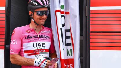 Jan Polanc wearing the Pink Jersey at this year's Giro d’Italia. BettiniPhoto