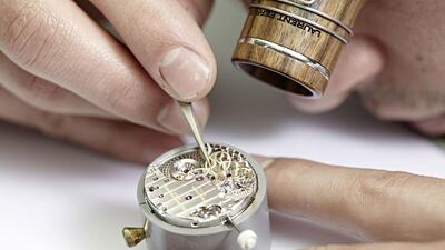 A watchmaker works on a timepiece at the Laurent Ferrier workshop near Geneva, Switzerland. Courtesy Atelier Laurent Ferrier