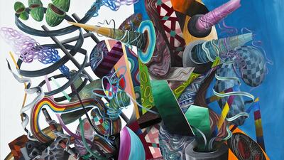 Machine Hearts 11, a painting by Iraqi artist Athier Mousawi. Courtesy Athier Mousawi and Ayyam Gallery