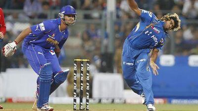 Lasith Malinga, far left, the Mumbai Indians fast bowler, has the best strike rate among those who have played at least 50 IPL matches. Vijayanand Gupta / Hindustan Times via Getty Images