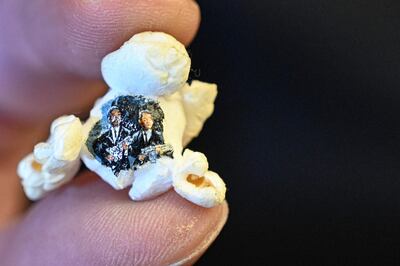 A scene from 'Pulp Fiction' on a kernel of popcorn.