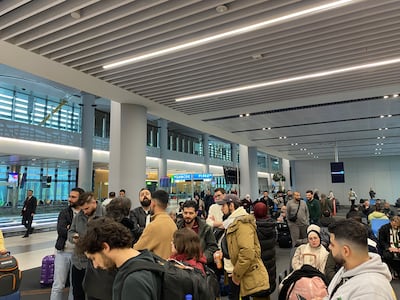 Syrians wait at Istanbul Airport after their flights were cancelled. Lizzie Porter / The National