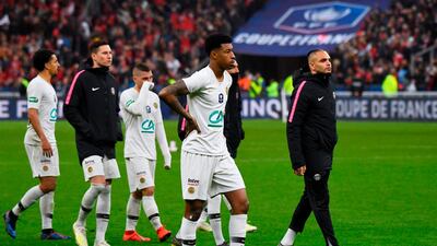 PSG players react after losing the final. Damien Meyer / AFP